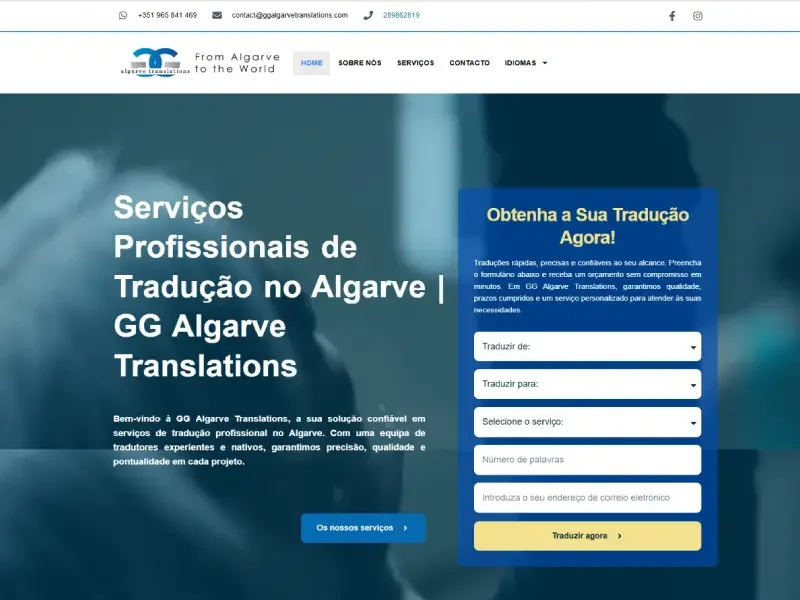 Captura de sitio web de GGalgarve Translations, servicios de traducción profesional en Algarve