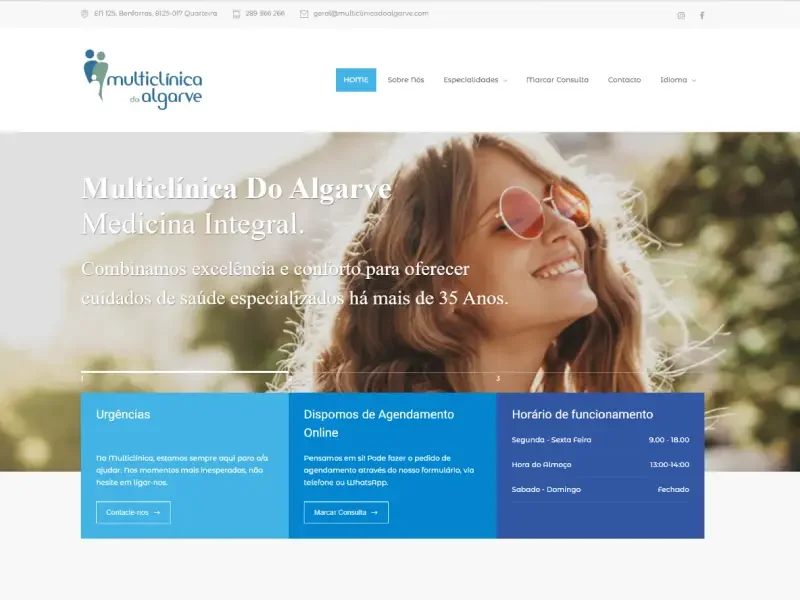 Sitio web para centro médico en Algarve